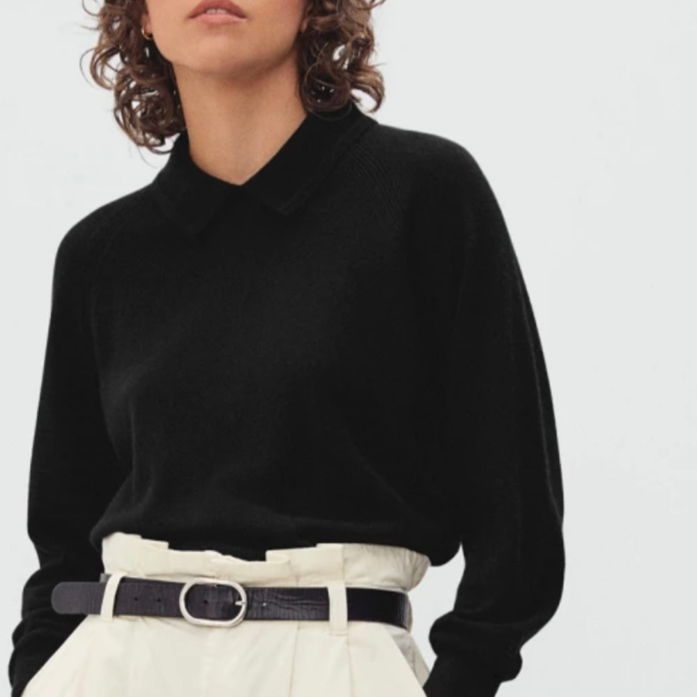 EVERLANE The Cashmere Collared Sweater Modern Pullover Minimalistic Minimalist